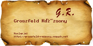 Groszfeld Rázsony névjegykártya